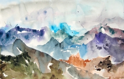 Landscape Series. Untitled 20. Large Watercolor 17.25x11.25